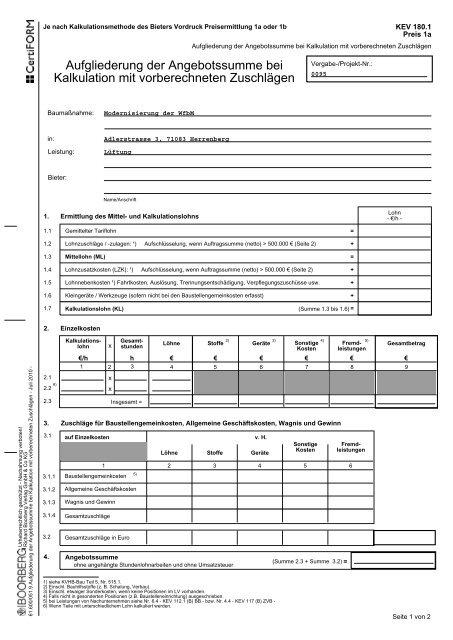 Aufforderung zur Angebotsabgabe - GWW