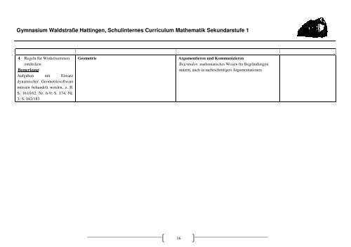 Sekundarstufe I - Gymnasium Waldstraße