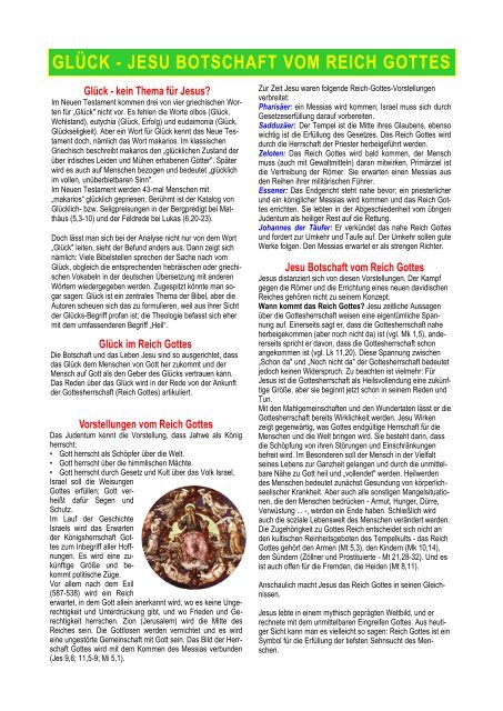Jesu Botschaft Vom Reich Gottes GLÜCK - JESU BOTSCHAFT VOM REICH GOTTES