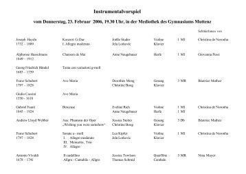 Instrumentalvorspiel Pause - Gymnasium Muttenz