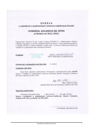stiahnuť - Gymnázium Nitra, Golianova 68