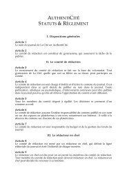 Statuts et règlement du journal - Gymnase de la Cité