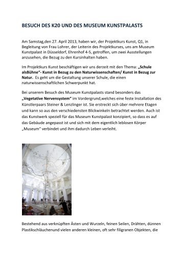 Exkursion zum K20 und Museum Kunstpalast - Gymnasium ...