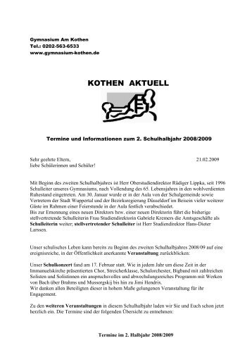 Infoblatt "Kothen Aktuell" - Gymnasium Am Kothen