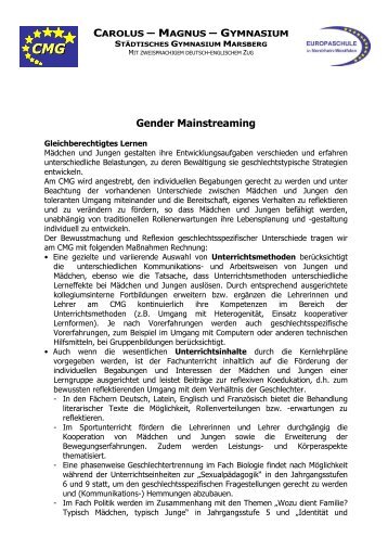 Konzept zum Gender Mainstreaming - Gymnasium Marsberg