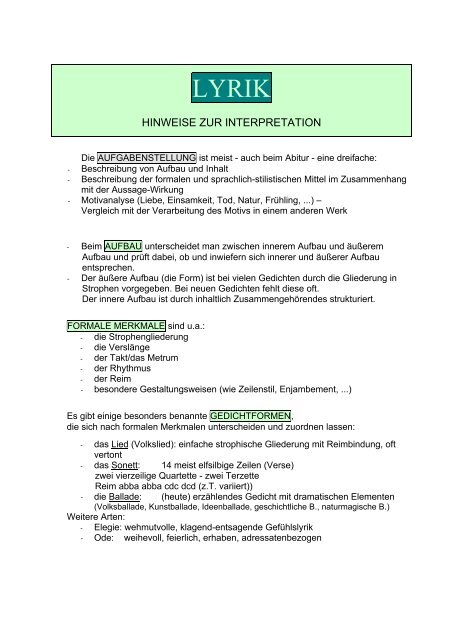 Hinweise zur Interpretation - Gymnasium Neutraubling