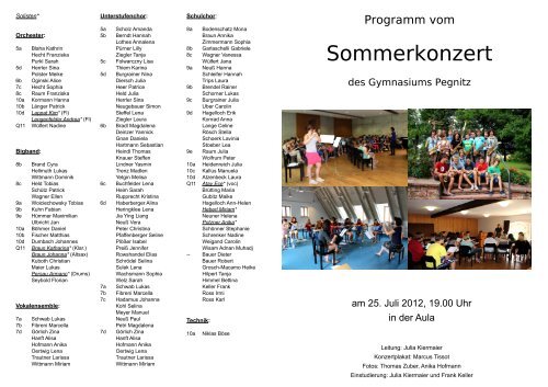 Sommerkonzert - Gymnasium Pegnitz