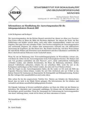 Ausführliche Bedienungsanleitung Auswertungsmasken 2005