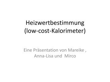 Heizwertbestimmung (low-cost-Kaloriemeter) - Gymnasium Sulingen