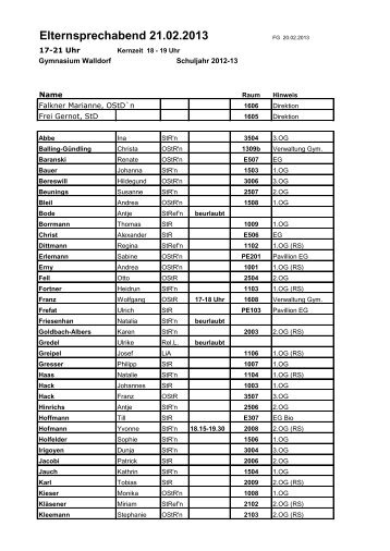 Elternsprechabend 21.02.2013 - Gymnasium-Walldorf