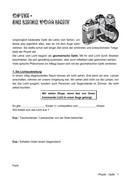 Optik Die Lehre Vom Licht Die Lehre Vom Licht