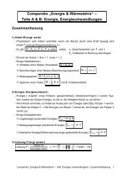 Energie - Arbeit, Energie, Energiesatz - Zusammenfassung