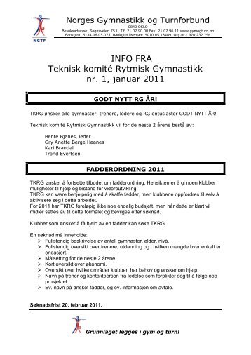 Infoskriv TKRG nr.1 2011 - Norges gymnastikk og turnforbund