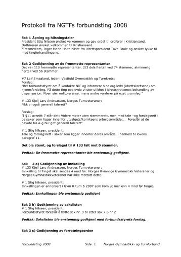 Protokoll Forbundsting 2008.pdf - Norges gymnastikk og turnforbund