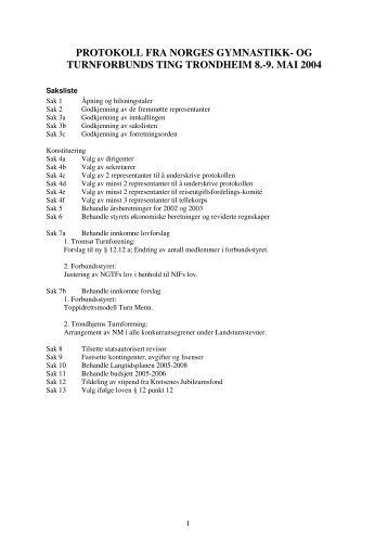 Protokoll forbundsting 2004.pdf - Norges gymnastikk og turnforbund