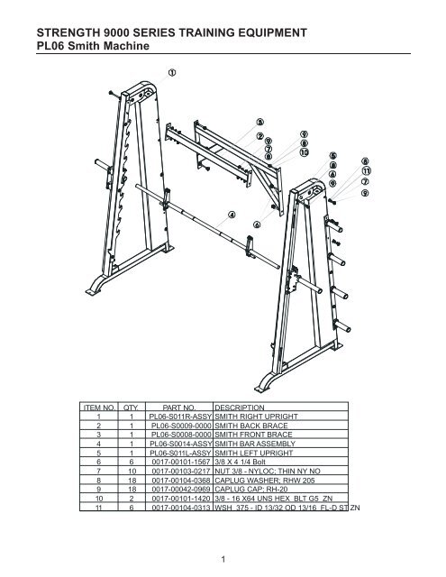 STRENGTH 9000 SERIES TRAINING EQUIPMENT PL06 Smith ...