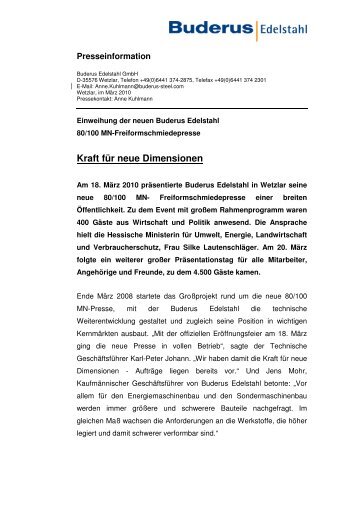 Kraft für neue Dimensionen - Buderus Edelstahl Gmbh