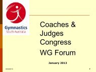 WG Forum - Coaching Congress Presentation 2013 - Gymnastics SA