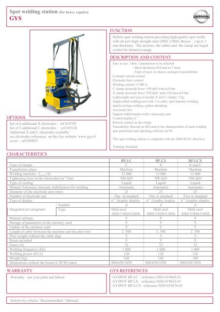 Spot welding station (for heavy repairs) - GYS