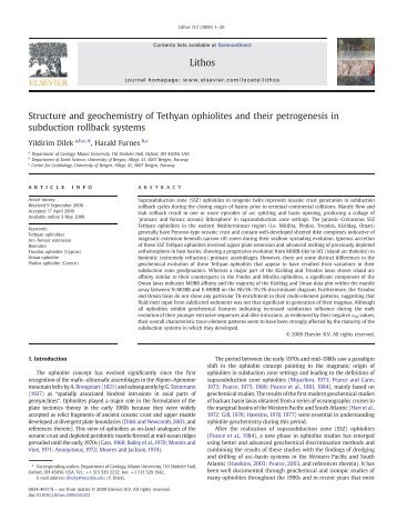 Structure and geochemistry of Tethyan ophiolites and their ...