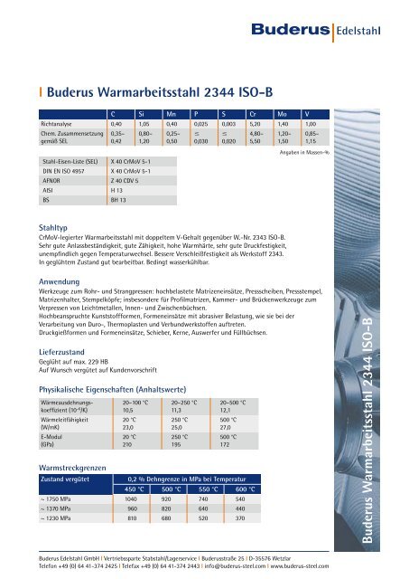 Buderus W armarbeitsstahl 2344 ISO-B l ... - Buderus Edelstahl Gmbh