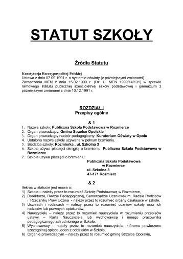 statut szkoły - Gminny Zarząd Oświaty i Wychowania w Strzelcach ...