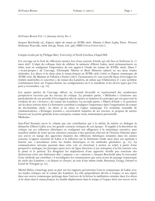Page 1 H-France Review Vol. 11 (January 2010), No. 3 Jacques ...