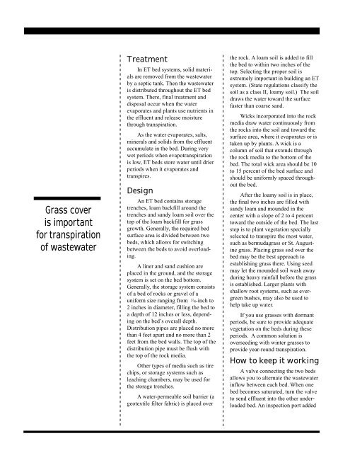 Evapotranspiration bed - Department of Biological & Agricultural ...