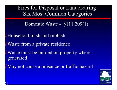 TCEQ Outdoor Burning Rules - Houston-Galveston Area Council