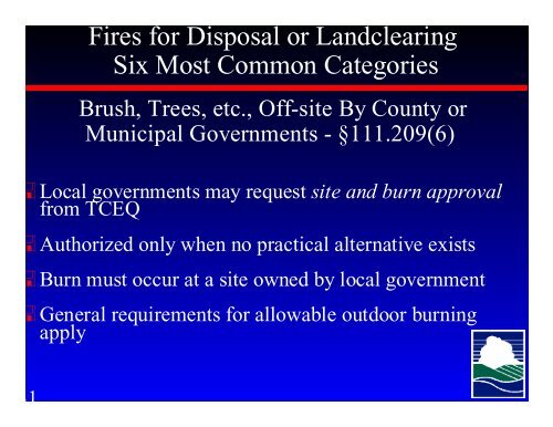 TCEQ Outdoor Burning Rules - Houston-Galveston Area Council