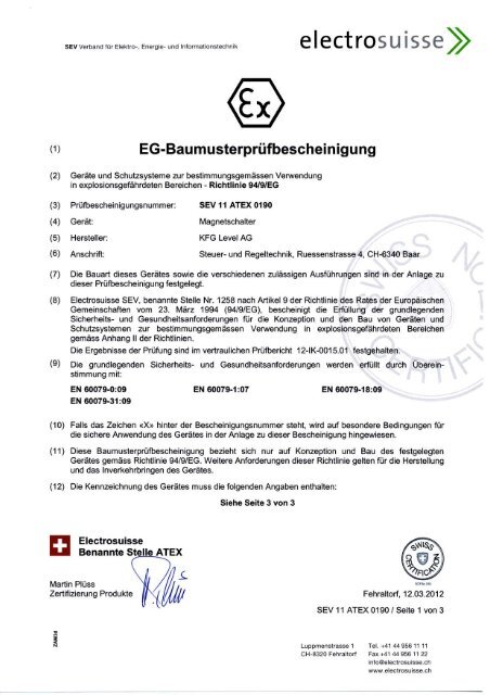 m EG-Baumusterprüfbescheinigung