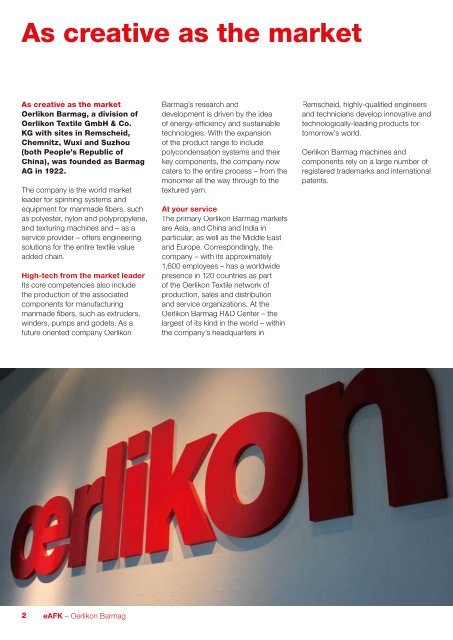 eAFK - Oerlikon Barmag - Oerlikon Textile