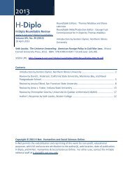 H-Diplo Roundtables, Vol. XIV, No. 29 (2013) - H-Net