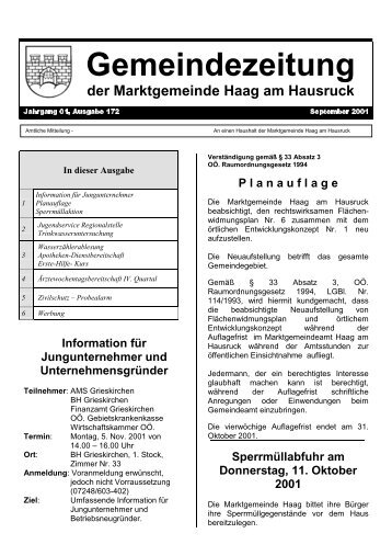 Ausgabe 172 - September 2001 - Haag am Hausruck