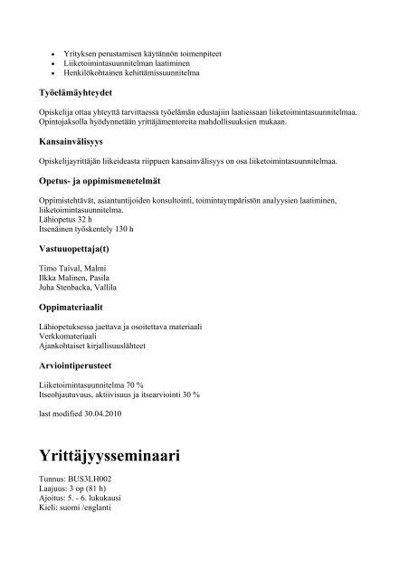 Liiketalouden ko, Helsinki - ops 2009 - HAAGA-HELIA ...