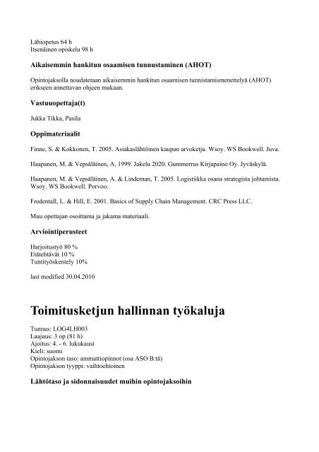 Liiketalouden ko, Helsinki - ops 2009 - HAAGA-HELIA ...