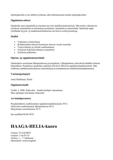 Liiketalouden ko, Helsinki - ops 2009 - HAAGA-HELIA ...