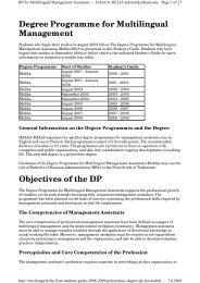 Degree Programme for Multilingual Management Objectives of the DP