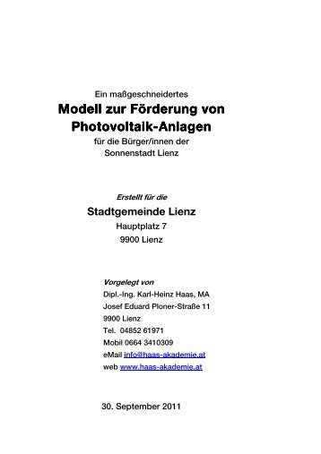 Photovoltaik Förderung Lienz - Haas Akademie