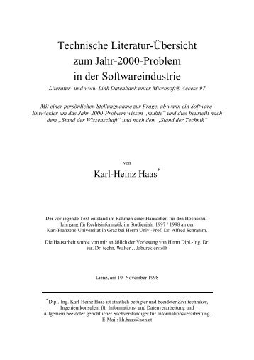 Technische Literatur-Übersicht zum Jahr-2000-Problem in der ...