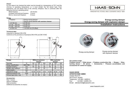 Installation instructions - Haas + Sohn