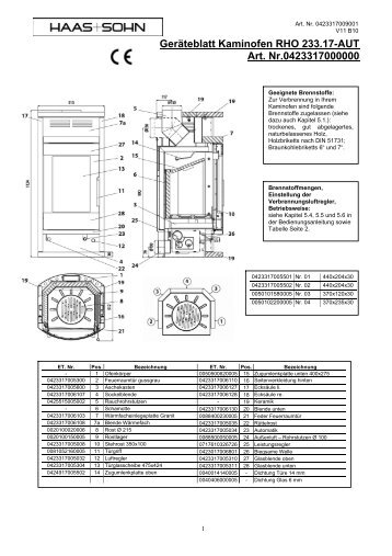 Geräteblatt Kaminofen RHO 233.17-AUT Art. Nr ... - Haas + Sohn