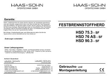 Bedienungsanleitung HSD 75.4 - ofenseite.com