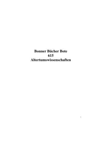 Bonner Bücher Bote 615 Altertumswissenschaften