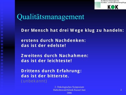 Zertifizierung in der onkologischen Pflege - Habichtswald-Klinik