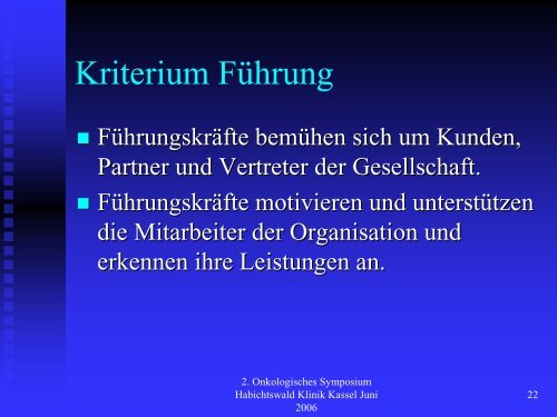 Zertifizierung in der onkologischen Pflege - Habichtswald-Klinik