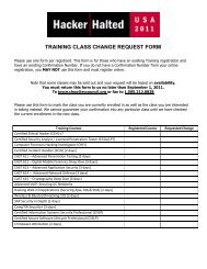 TRAINING CLASS CHANGE REQUEST FORM - Hacker Halted