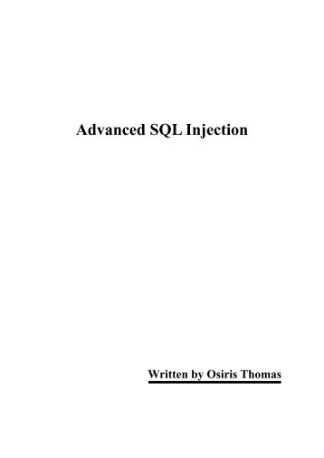 Advance SQL injection