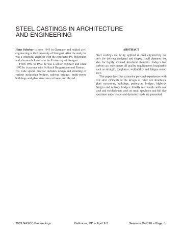 Steel Castings In Architecture And Engineering