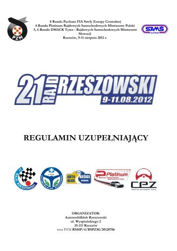 Regulamin Uzupe?niaj?cy RSMP 21 Rajd Rzeszowski